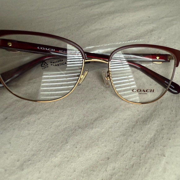 Coach Red and Gold Cat-Eye Glasses - Picture 1 of 7